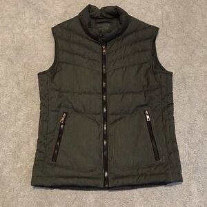 Zara Vest Mens Medium Dark Gray Quilted Puffer Zip Front Casual M
